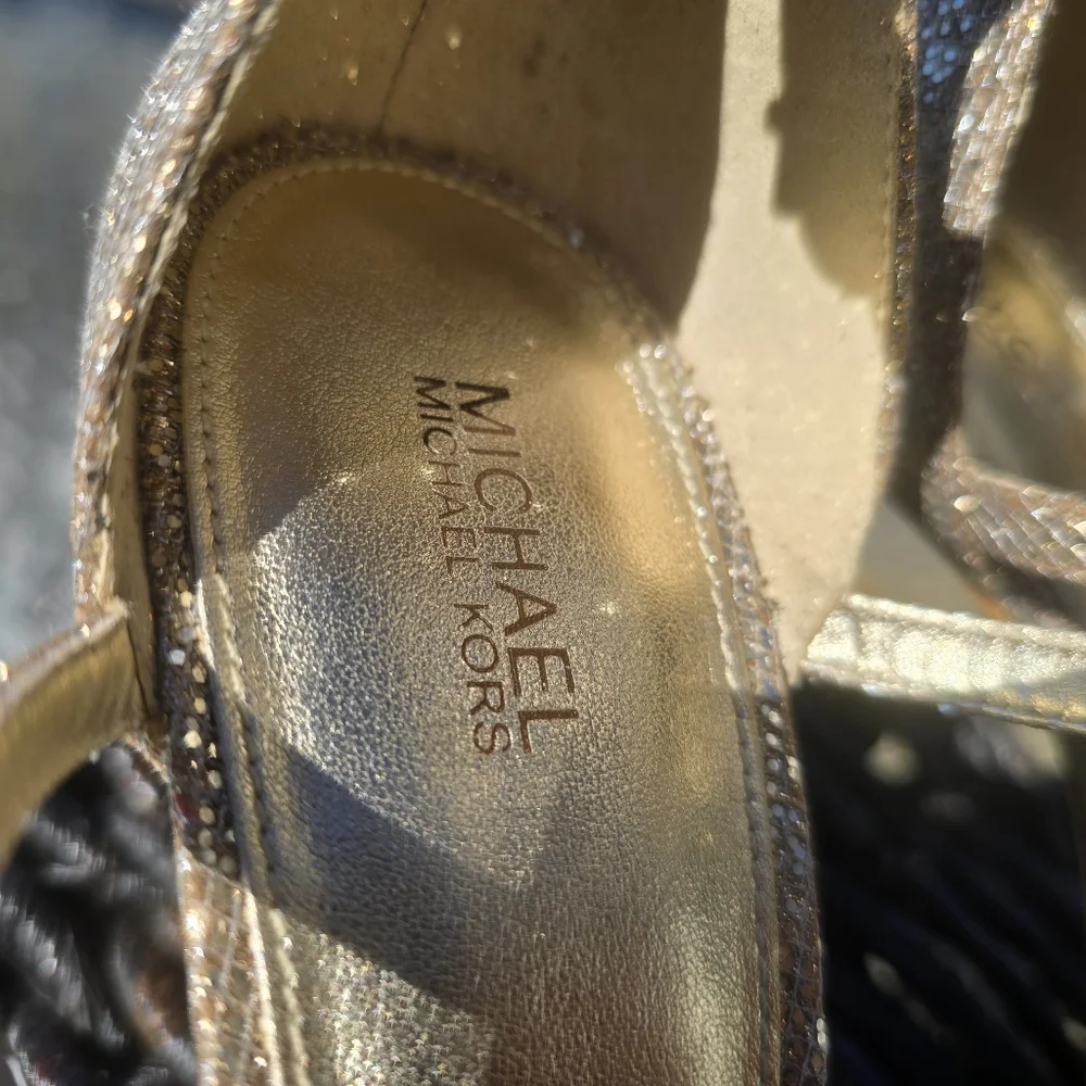Michael Kors Gold Glitter Heels Sz9